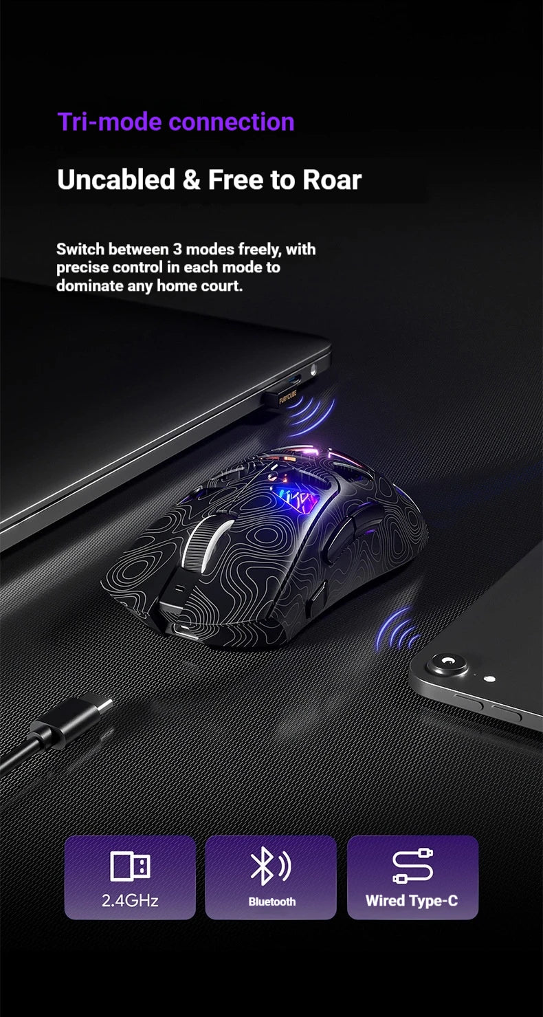 Furycube G11 1K Wireless Mouse Game Bluetooth The Third Mock Examination Paw3311 Lightweight Hollow Out Design Rgb Mouse Gift