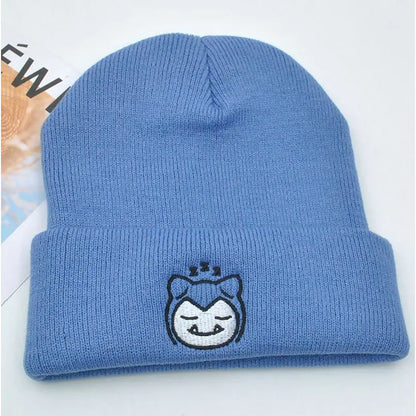Pokemon Snorlax Ditto Psyduck Beanies Women Winter Warm Hat Anime Solid Color Funny Embroidery Cap For Men Knitted Bonnet Unisex