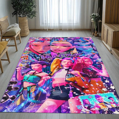 K-Pop Demon Hunters Golden Saja Boys Living Room Non-Slip Area Rug Soft Carpet for Bedroom Playroom Sofa,Home Decor Doormat