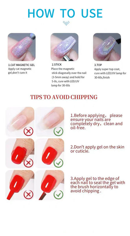 8ml Moonlight Cat Magnetic Nail Gel Polish Glitter Pink Silver Semi Permanent French Style Nail Art UV/LED Gel Varnish