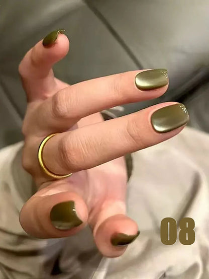 MIANEL 12ML Glass Bead Cat Eye Gel Nail Polish Flash White Spar Nude Color Magnetic Nail Polish White Nails Summer Nails 1-12pcs