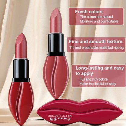 Rose Purple Matte Lipsticks Waterproof Velvet Nude Lipstick Sexy Red Lip Stick Pigment Makeup Pink Lip Gloss Long Lasting Makeup
