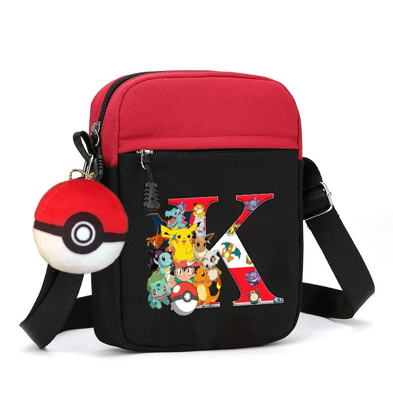 Cute Pokemons Letter A-Z Chest Packs Anime Pikachus Boy Girl Daily Travel Phone Pouch Shoulder Bag Outdoor Sport Crossbody