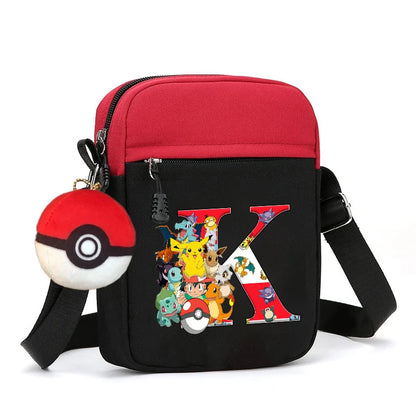 Cute Pokemons Letter A-Z Chest Packs Anime Pikachus Boy Girl Daily Travel Phone Pouch Shoulder Bag Outdoor Sport Crossbody