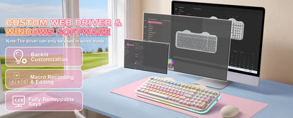 YUNZII C98 Wireless Mechanical Keyboard, 99-Key Hot Swap Gasket Keyboard with Numpad, Custom RGB Backlight,Cute Keeb for Win/Mac