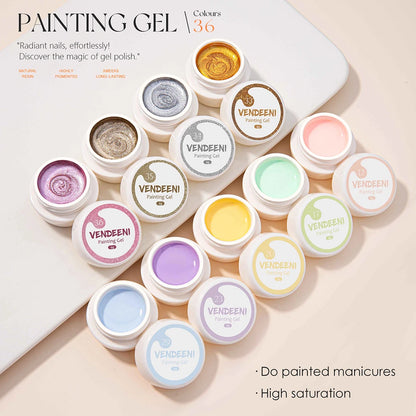Vendeeni 36 Colors/set DIY Painting UV Gel Graffiti Drawing Nail Art Design Gel Nail Polish With Color Card TPO/HEMA FREE