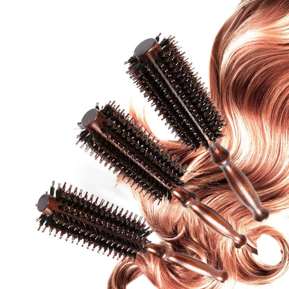 Wood Handle Round Rolling Brush Boar Bristle Nylon Hair Comb Anti Static Brush Straight Twill Hair Comb Hairdressing Tool