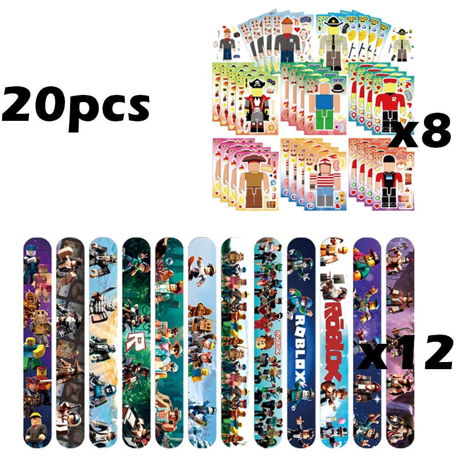 Hot Roblox Party Favors Gifts Slap Bracelets Stickers Goodie Bag Fillers Supplies Children's Birthday Souvenirs Decoration Toys