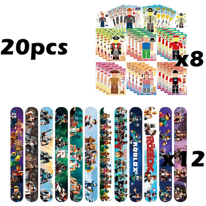 Hot Roblox Party Favors Gifts Slap Bracelets Stickers Goodie Bag Fillers Supplies Children's Birthday Souvenirs Decoration Toys