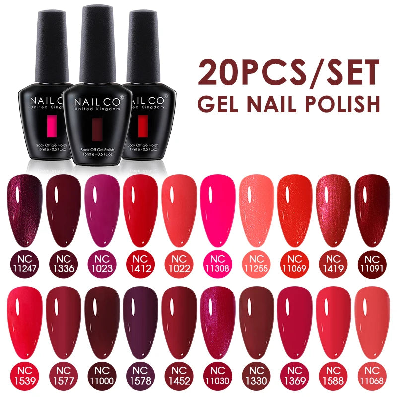 NAILCO 15ml 30/20/10pcs/Set UV Gel Nail Polish Semi Permanent Esmalte Vernis LED Gel Varnish Soak Off Nail Art All For Manicure