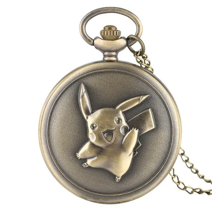 Anime Pikachu Go Pocket Watch for Children Birthday Gift Cartoon Peripherals Quartz Flap Pocket Watch Student Portable Watches