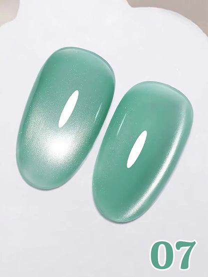 MIANEL 12ML Glass Bead Cat Eye Gel Nail Polish Flash White Spar Nude Color Magnetic Nail Polish White Nails Summer Nails 1-12pcs