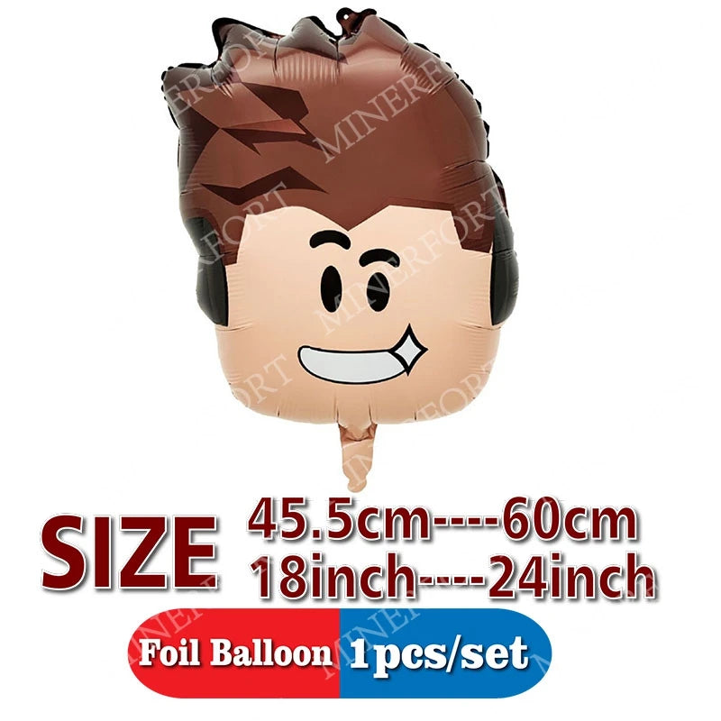 Cartoon Roblox Game Themed Foil Aluminum Balloons Anime Happy Birthday Party Decoration Set Supplies for Decorating Home Gifts