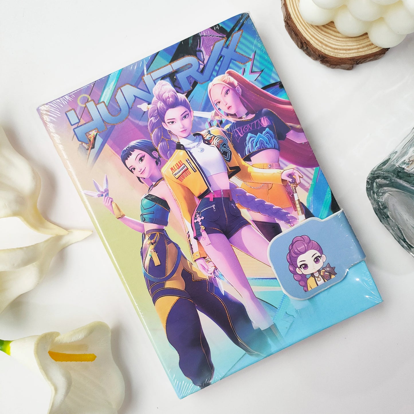 4PCS 32K Korean Style Journal Notebook, Anime Girl Group Magnetic Buckle Diary, Colorful Durable Student Stationery