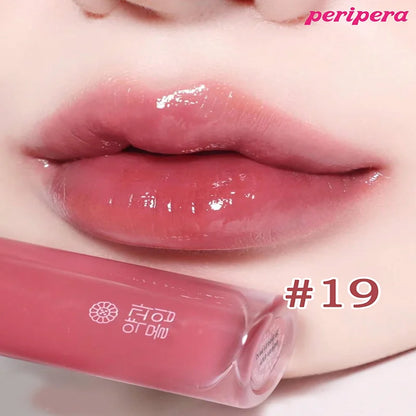 K-Beauty Glass Lip Gloss Tint,Watery Shine, 16H Moisture, Non-Sticky & Mask Friendly,Natural Plump Look