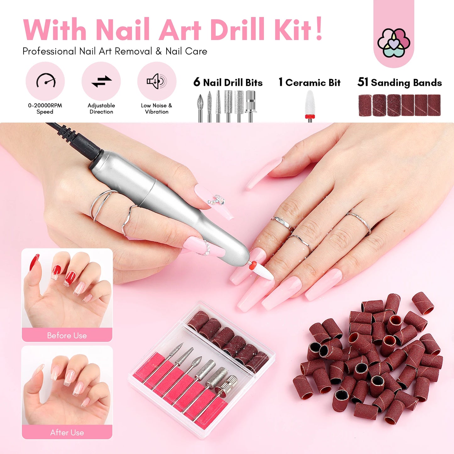 Saviland 7 Colors All In One Poly Gel Kit with UV Light Nail Drill Slip Solution for Nail Extension Home Salon DIY