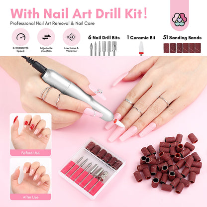 Saviland 7 Colors All In One Poly Gel Kit with UV Light Nail Drill Slip Solution for Nail Extension Home Salon DIY