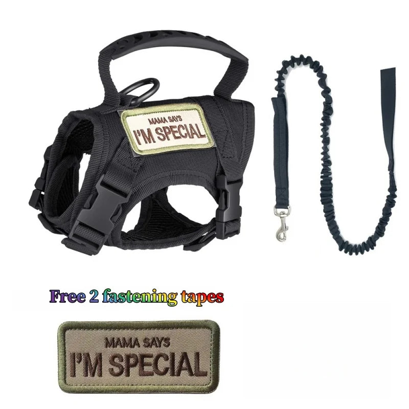 Tactical Cat Harness and Leash Set for Walking Escape Proof Adjustable Cat Vest Harness with Soft Mesh Padding Rubber Handle