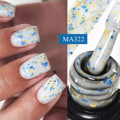 7ml Milk White Rubber Base Gel Silver Gold Pink Foils Glitter Base Coat Semi-Permanent Nail Art Gel Varnish For Nails Manicure