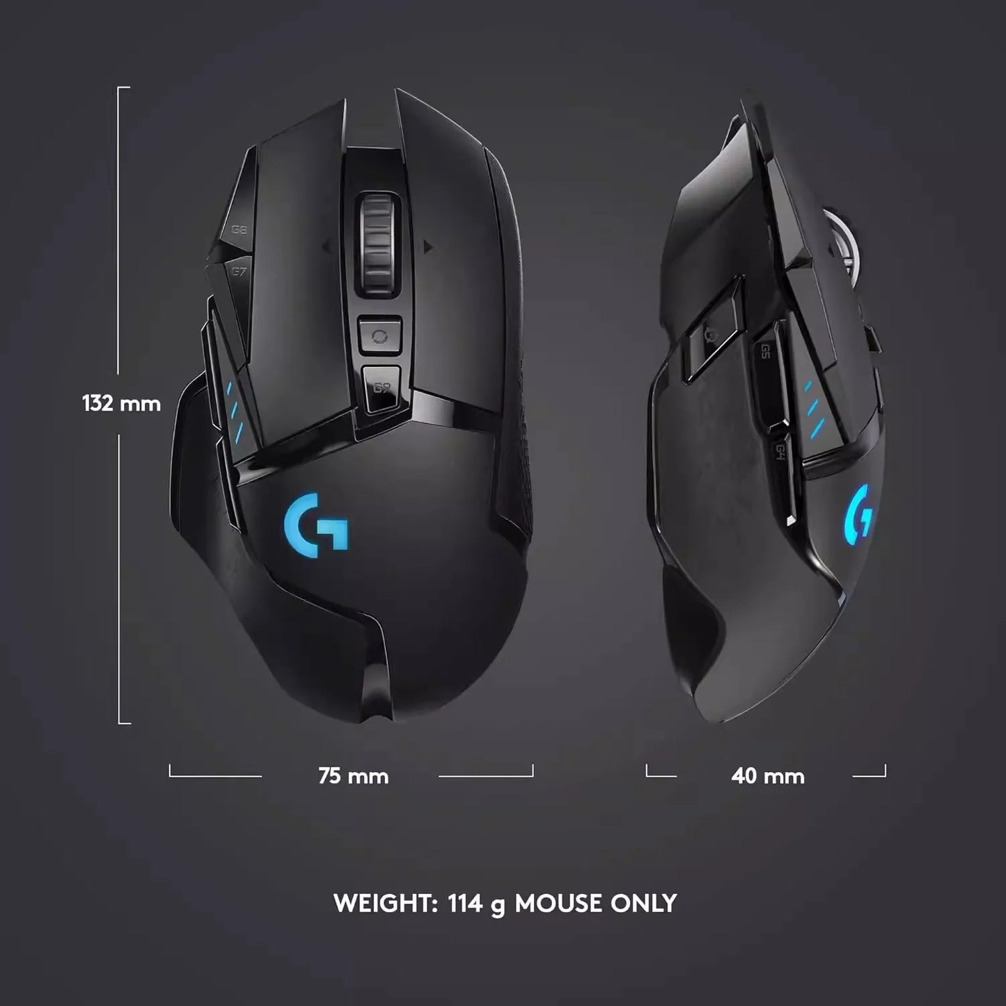 Logitech G502/G502HERO/PRO X SUPERLIGHT/PRO X SUPERLIGHT 2SE RGB gaming mouse, dazzling lights, ergonomics, lightweight design
