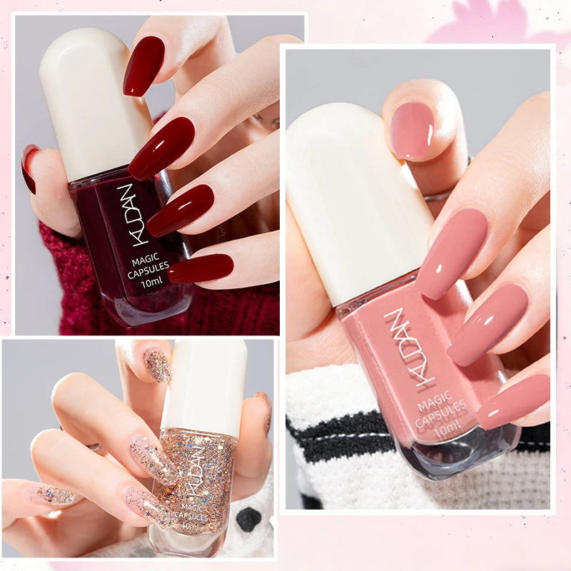 KUDAN Dark Burgundy Nail Polish, Alcohol-Free - Long-Lasting Formula Quick Drying Without Lighting, Glossy And Shiny Surface