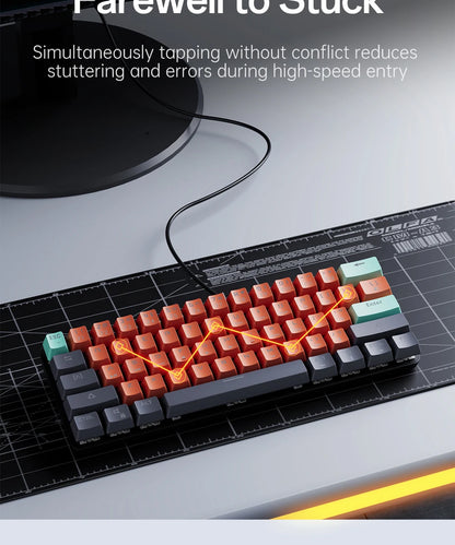 MUCAI 61 key USB hot swappable wired e-sports mechanical keyboard LED backlit axis gaming mechanical keyboard desktop red axis