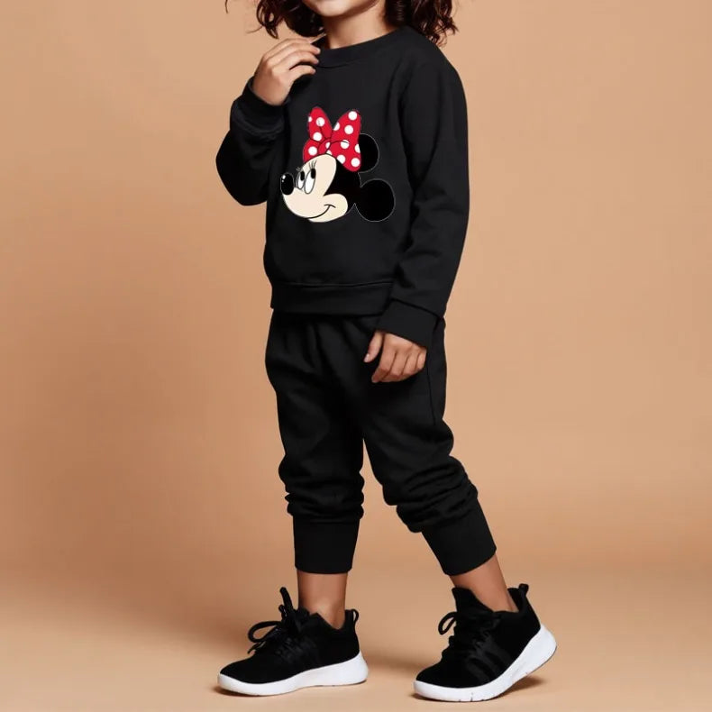 Baby Girls Long Sleeve Pullover and Trousers Two Piece Sets DISNEY Fall Children's Hoodies Set Kids Casual Sweatsuits New