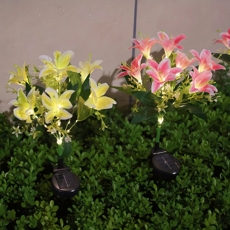 Auto Solar Lily Garden Lights (7 Heads) - Waterproof LED Outdoor Flower Decor for Yard, Pathway, Camping, Wedding | Ground Spike