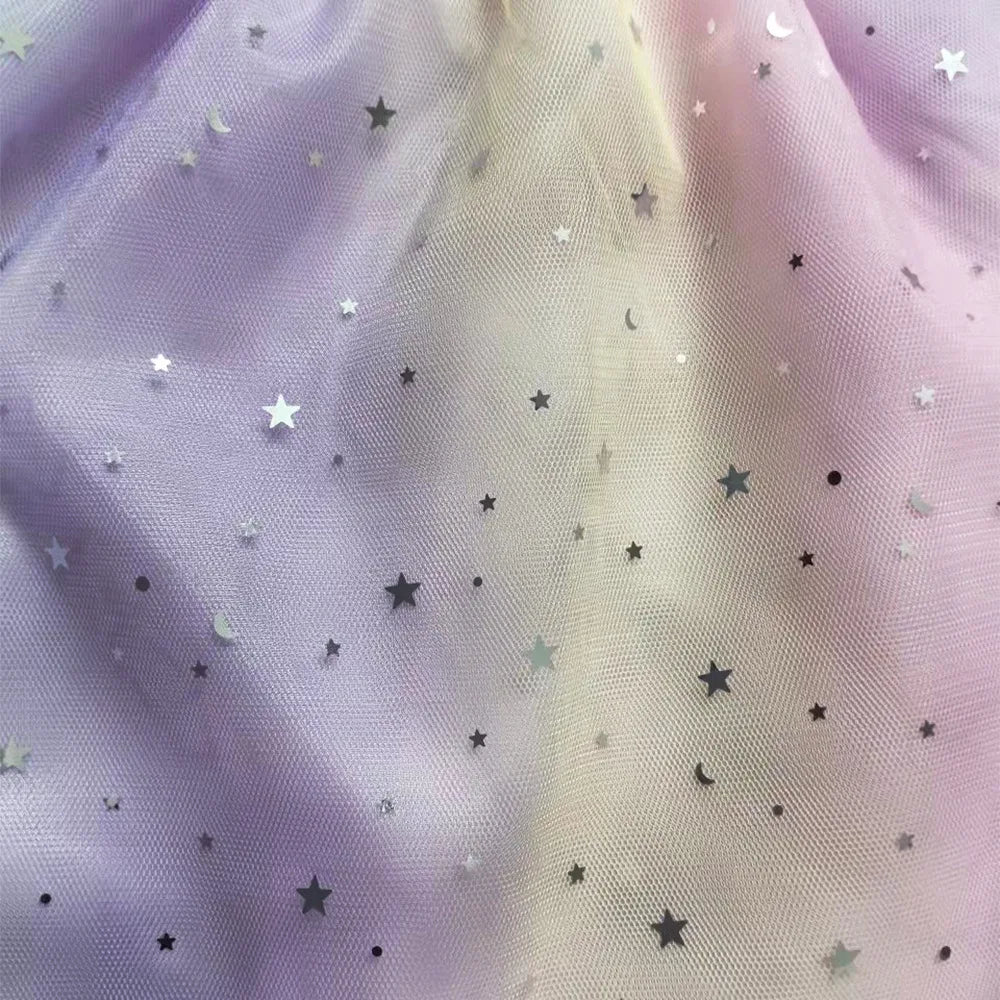 Girls' K-Pop Demon Hunters "Star Sparkle" Long Sleeve Tutu Dress: Rainbow Tulle Princess Gown