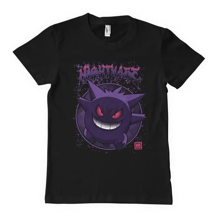 2025 Summer Pokémon Anime Gengar Kaiju 100% Pure Cotton Printed T-shirt Men Harajuku Loose Casual Versatile Short-sleeved Top