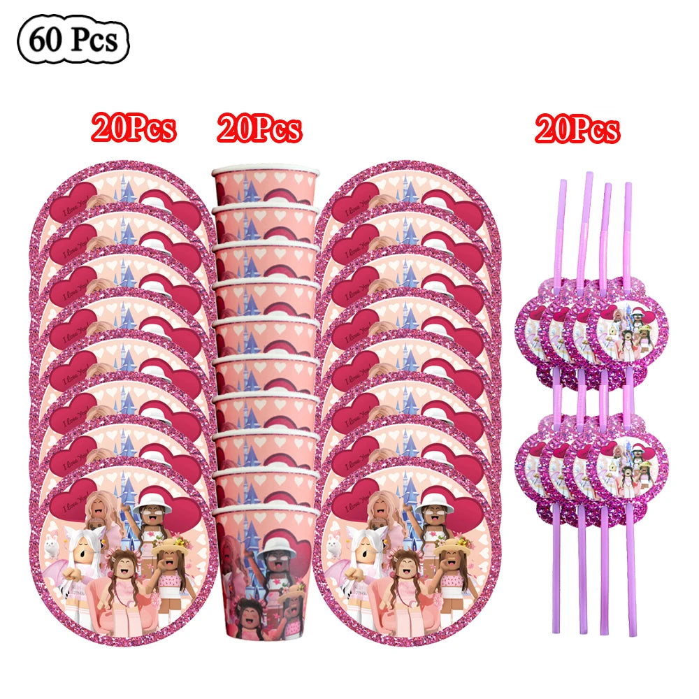 Pink Roblox Birthday Set 🎉🤖