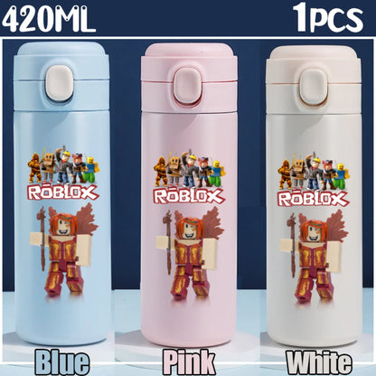 Roblox Anime Water Bottle DynaBlocks 304 Stainless Steel Thermos Cup 420ML Gourde Game Straight Drinking Cup Holiday Gifts