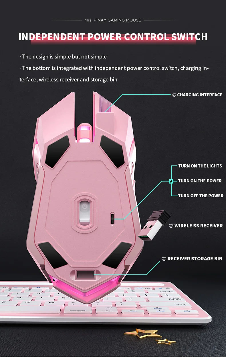 Gaming Mute Mouse Cute RGB Gamer 6 Buttons Mice Optical Office Computer Mouse For Desktop Laptop Ergonomic Game Mouse