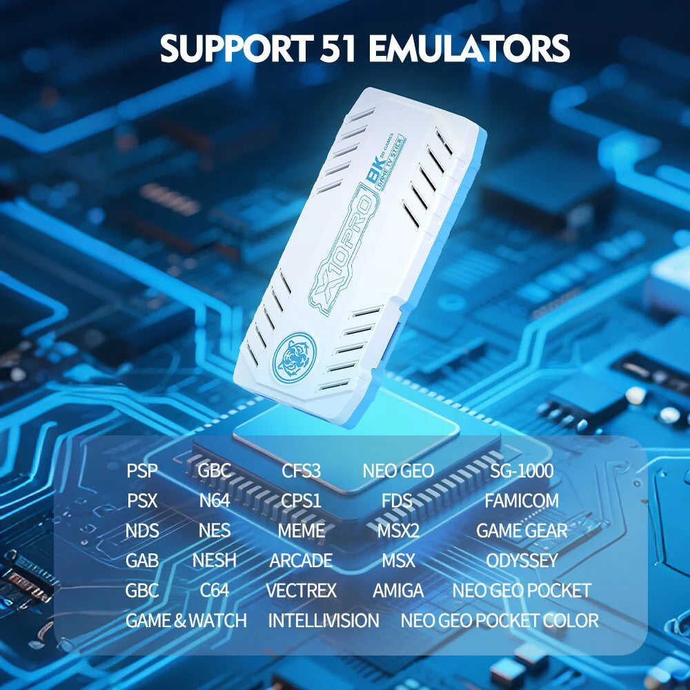 Reebolnic X10 Pro 128G 50000+Game Installed Retro Video Game Console 4K HD 50+Simulators Wireless X10 Pro Orange Game Stick