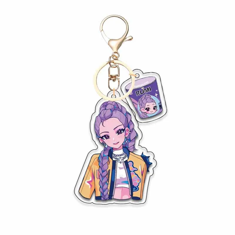 8pcs Girls Group Anime Fans Backpack for School & Outdoor, Double-Sided Spray Acrylic Keychain Lovely Gift for Frien