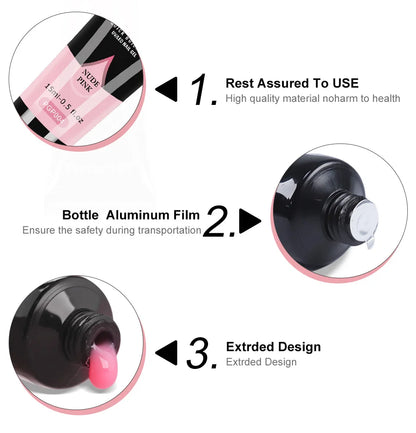 LIMEGIRL Set Poly Nail Gel for Extension Gel Set Manicure Acryl Gel Varnish Set 15ML Acrylic Liquid Nail Art Nail Kit UV Gel Kit