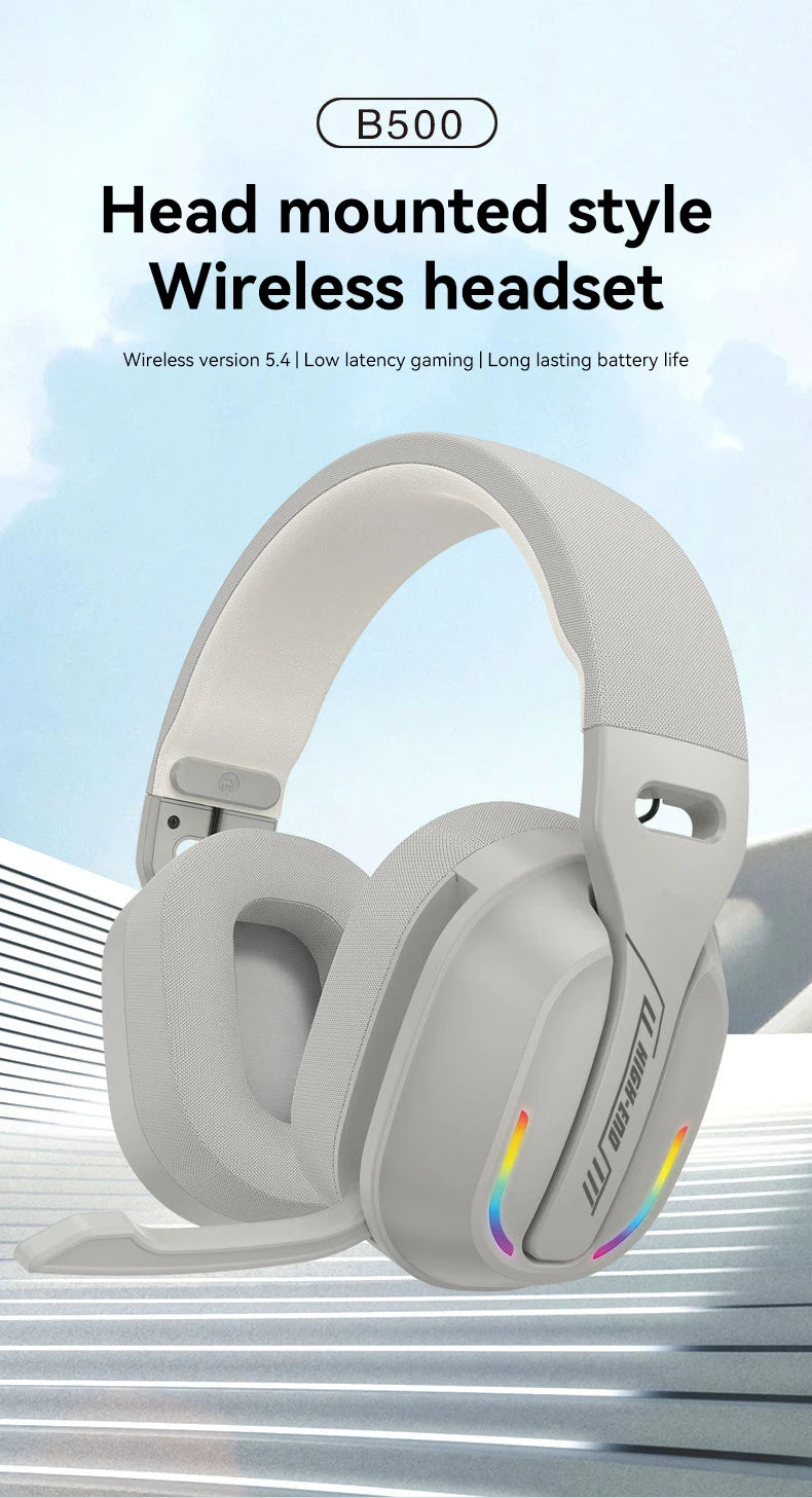 B500 RGB Bluetooth 5.4 Wireless Gaming Headset (Low Latency)
