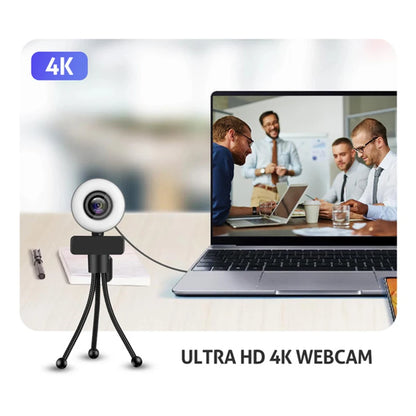 4K Webcam with LED Light 📷✨