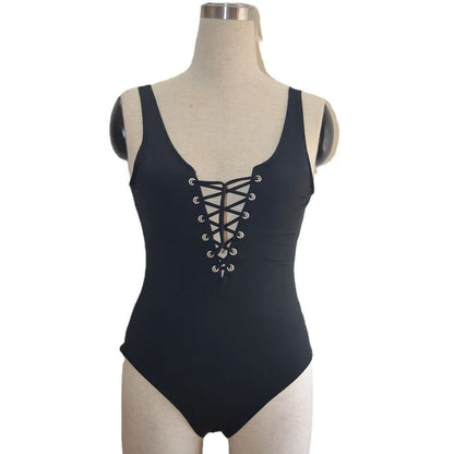 2025 Lace-up swimsuit Triangle bikini new one-piece swimsuit thong sexy tight beach bathing beach swimsuit