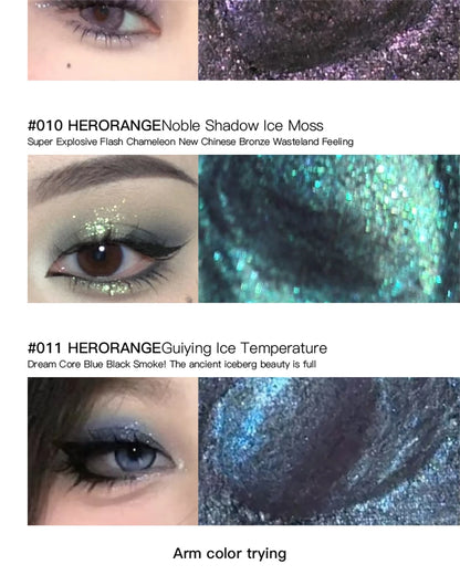 Metallic Glitter Eyeshadow Cream Sparkling Mousse Shimmer Highlighter Pressed Pigments Punk Purple Pearlescent Eyeshadow Palette