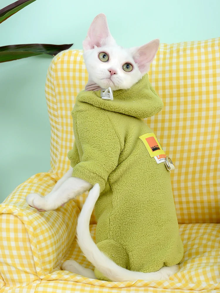 Fleece Hooded Sweater for Sphynx Cats 🐱❄️
