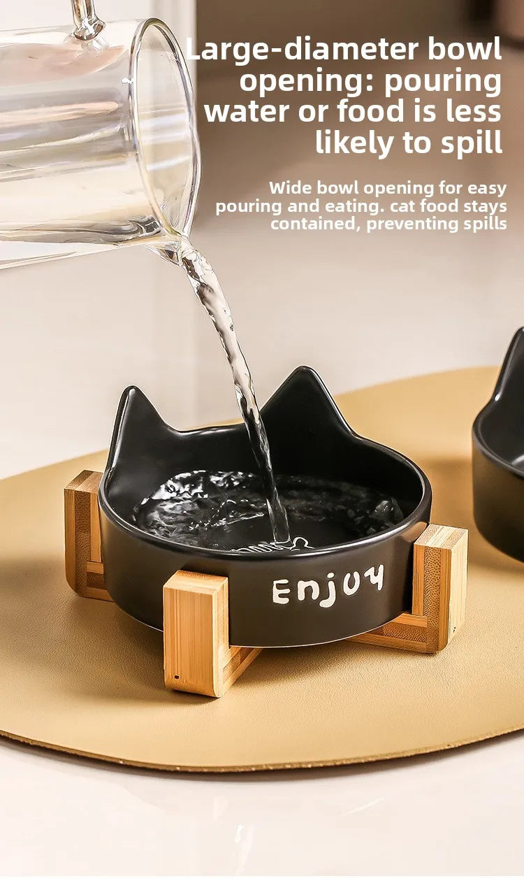 Cat Bowl Black Ceramic Dog Bowl Black Bowl Cat Food Bowl Dog Bowl Dog Drinking WaterCatFood Bowl Pet Water Bowl Anti-overturning