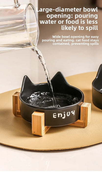 Cat Bowl Black Ceramic Dog Bowl Black Bowl Cat Food Bowl Dog Bowl Dog Drinking WaterCatFood Bowl Pet Water Bowl Anti-overturning