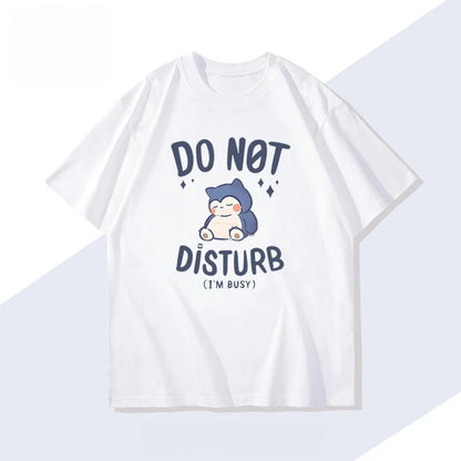Pokémon Handheld Game Snorlax T-shirt Summer New Men's and Women's Japanese Harajuku Trend Loose Casual Short-sleeved Top