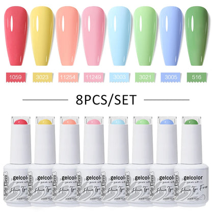 Arte Clavo 8Pcs/Set Gel Nail Polish Set 15ml Colorful Semi Permanent For Manicure Varnish Soak Off UV LED Nail Art Gel Kits