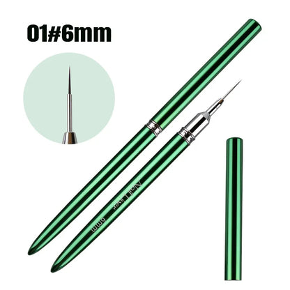Nail Art Brush Metal Handle Phototherapy Acrylic UV Gel Brush Nails Extension Builder Painting Drawing Pen DIY Manicure Tools