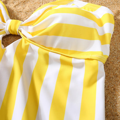 Family Swimsuit Mother Daughter Swimwear Father Son Swim Shorts 2023 Summer Striped Mom And Daughter Bikini Suit Matching Outfit