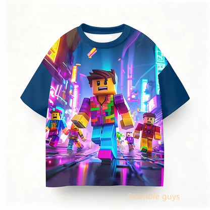 Roblox Children Summer Gamer T-shirt Boys Clothes Girls Anime Short Sleeve