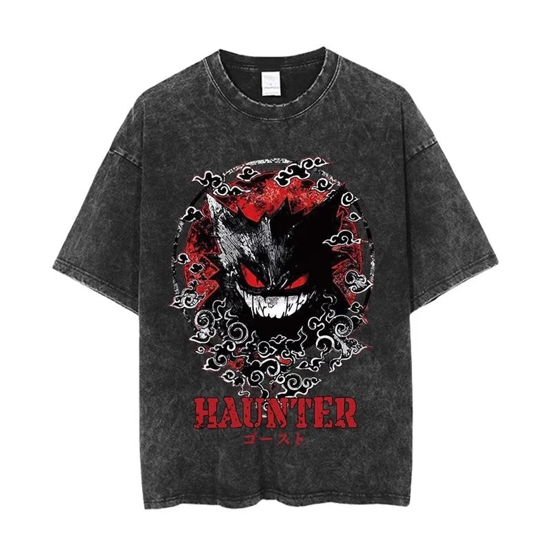 Pokemon Anime Retro Washed T-shirt Cotton Men's and Women's Summer New Item Plus Size T-shirt Y2K Loose Casual Short Sleeved Top