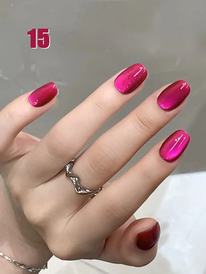 MIANEL 12ML Glass Bead Cat Eye Gel Nail Polish Flash White Spar Nude Color Magnetic Nail Polish White Nails Summer Nails 1-12pcs